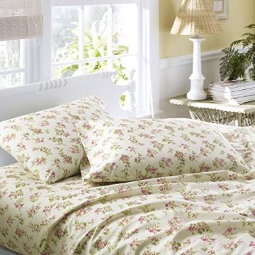 Laura Ashley Queen Cotton Flannel Bedding Set - Cozy & Elegant