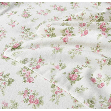 Laura Ashley Queen Cotton Flannel Bedding Set - Cozy & Elegant