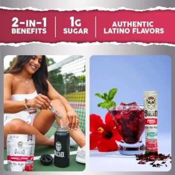 Salud 2-in-1 Energy Drink Powder + Focus, Hibiscus, Organic Caffeine, B6 + B12, Theanine, Clean Ener...