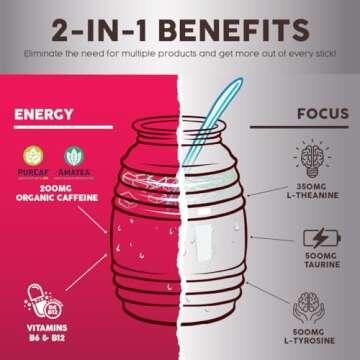 Salud 2-in-1 Energy Powder, Hibiscus Flavor, Vegan and Low Sugar