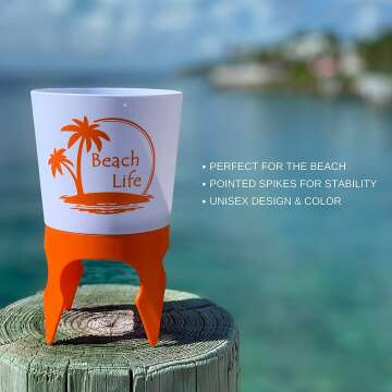 Beach Cup Holders with Bottle Opener - 4 Pack