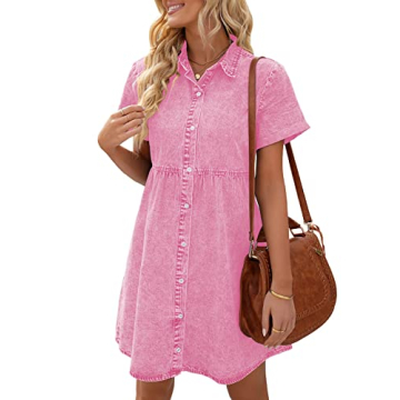 LookbookStore Denim Dress for Women Summer Casual Wear