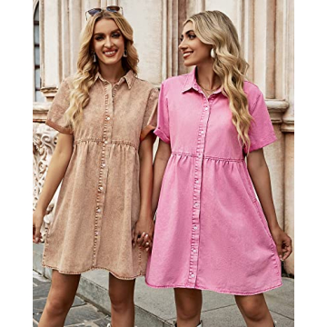 LookbookStore Denim Dress for Women Summer Casual Wear