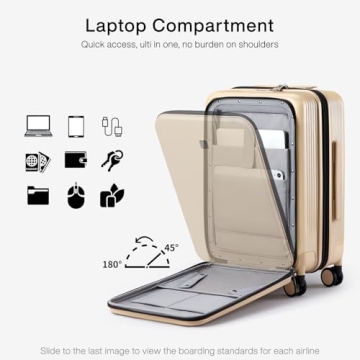 Hanke Grace Expandable Suitcases with Wheels Hardshell Carry On Luggage Airline Approved, 20 Inch Travel Suitcase Lightweight Tsa Luggage for Short Business Trips, Cuban Sand.