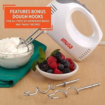 IMUSA USA Hand Mixer with Case 5-Speed ,White, Small