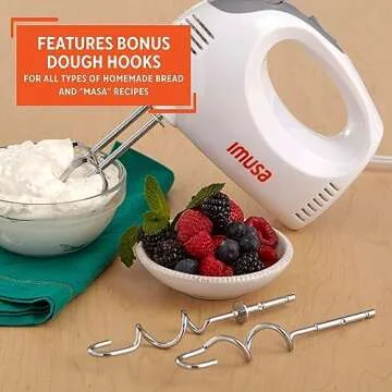 Compact IMUSA Hand Mixer 5-Speed with Case in White