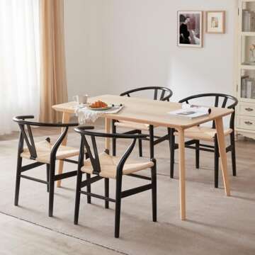 STARY Wood Wishbone Dining Room Chairs Mid Century Modern Wooden for Your Beach House, Fully Assembl...