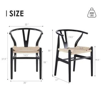 STARY Wood Wishbone Dining Room Chairs Mid Century Modern Wooden for Your Beach House, Fully Assembled