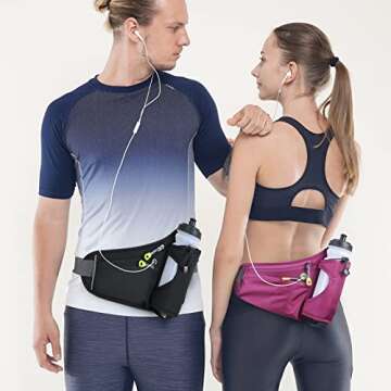 HOTEMIA Fanny Pack with Water Bottle Holder, Hydration Running Belt for Men Women Adjustable Strap W...