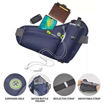 HOTEMIA Fanny Pack with Water Bottle Holder, Hydration Running Belt for Men Women Adjustable Strap Waist Bag Suitable for Hiking Running Walking Jogging Camping (Bottle Not Included) (Pink)