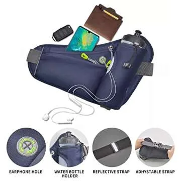 HOTEMIA Fanny Pack with Water Bottle Holder, Hydration Running Belt for Men Women Adjustable Strap Waist Bag Suitable for Hiking Running Walking Jogging Camping (Bottle Not Included) (Pink)