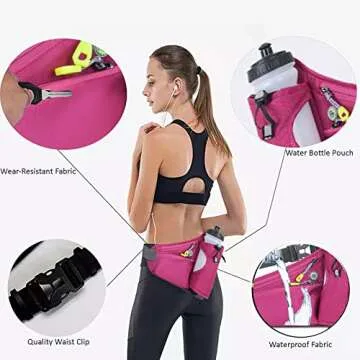 HOTEMIA Fanny Pack with Water Bottle Holder, Hydration Running Belt for Men Women Adjustable Strap Waist Bag Suitable for Hiking Running Walking Jogging Camping (Bottle Not Included) (Pink)