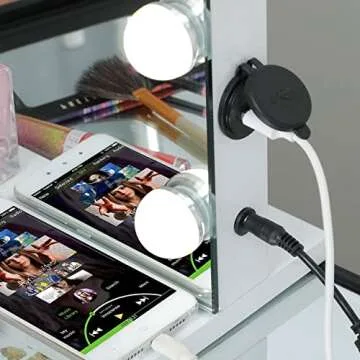 AMST Vanity Mirror with Lights, Hollywood Makeup Mirror Lighted Vanity Mirror with 12pcs Dimmable Bulbs, 3 Color Modes, Smart Touch Control, Tabletop or Wall Mounted, White, 22.83"x 18"