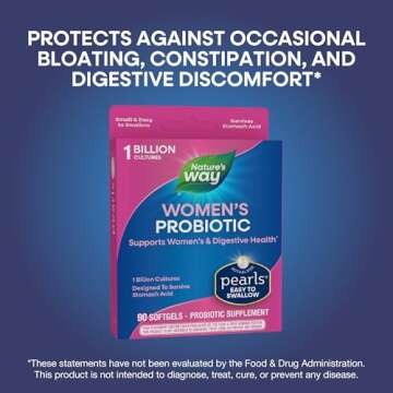 Nature's Way Women's Probiotic Pearls, Supports Women's and Digestive Health*, Protects Against Occasional Constipation & Bloating*, 1 Billion Live Cultures, 90 Softgels (Packaging May Vary)