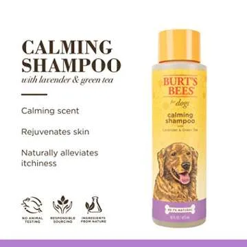 Burt's Bees for Pets Naturally Derived Calming Dog Shampoo with Lavender and Green Tea - Cleansing Lavender Dog Shampoo - Cruelty Free, Made in USA, 16 oz