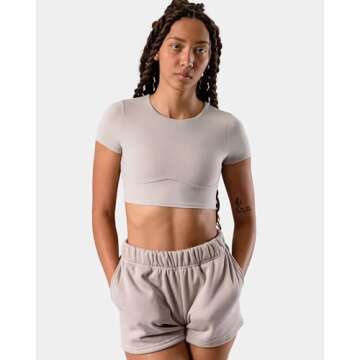 Kamo Fitness CozyTec Sweat Shorts Women High Waisted Lounge Comfy Casual Cotton Shorts with Pockets (Porpoise, L)