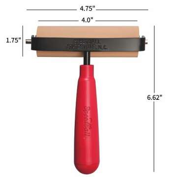 Speedball 4126 Deluxe Soft Rubber Brayer - 40/42 Durometer Roller with Heavy Duty Steel Frame - 4 Inches