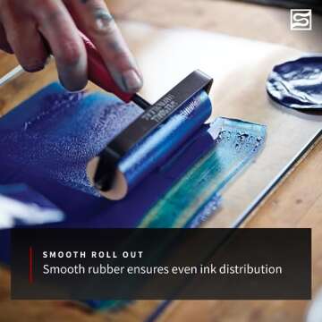 Speedball 4126 Deluxe Soft Rubber Brayer - 40/42 Durometer Roller with Heavy Duty Steel Frame - 4 Inches