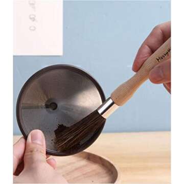 Coffee Grinder Cleaning Brush - Espresso Maker/Machine Cleaner Tool for Home Kitchen Barista - Beechwood Wood Handle, Natural Boar Bristles, Leather Hanging Loop, 8"