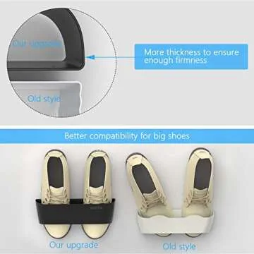 Yocice Wall Mounted Shoes Rack 2Pack with Sticky Hanging Strips, Plastic Shoes Holder Storage Organizer,Door Shoe Hangers (SM03-Black-2)