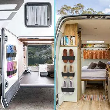 Yocice Wall Mounted Shoes Rack 2Pack with Sticky Hanging Strips, Plastic Shoes Holder Storage Organizer,Door Shoe Hangers (SM03-Black-2)