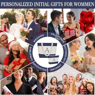 YOOLIFE Beach Bag for Women, Personalized Waterproof Sandproof Women Tote Bag Pool Bag with Zipper for Gym Grocery Travel with Makeup Bag Cosmetic Bag Gifts for Birthday Travel Essentials Pool Bag M