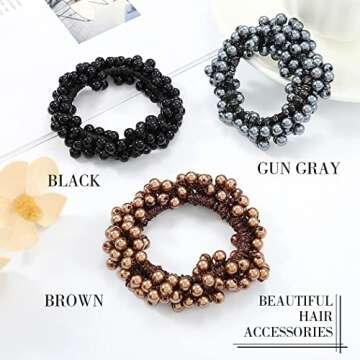 Brinie Hair Ties Champagne Elastic Hair Scrunchies Pearl Hair Bands Bead Hair Ropes Hair Accessories...