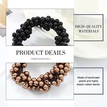 Brinie Hair Ties Champagne Elastic Hair Scrunchies Pearl Hair Bands Bead Hair Ropes Hair Accessories for Women and Girls (Pack of 3) (set3)