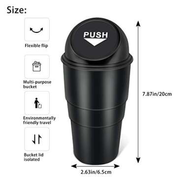 YIOVVOM Car Garbage Can with Lid, Leakproof Vehicle Automotive Cup Holder Car Trash Can, Small Trash...