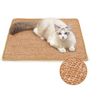 FUKUMARU Cat Scratcher Mat, 23.6 X 15.7 Inch Natural Sisal Cat Scratch Mats, Horizontal Cat Floor Sc...