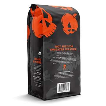 Death Wish Coffee Co. Organic Pumpkin Spice Dark Roast Coffee Ground [12 oz.] Fair Trade, Arabica, Robusta, Chai, Cardamom, Cinnamon, and Ginger Infused Spices