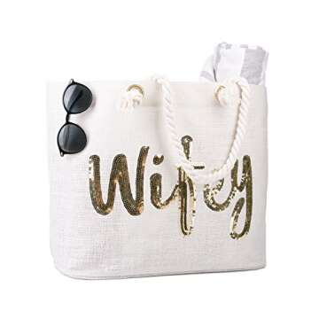 ELEGANTPARK Wifey Tote Bridal Shower Gift Wedding Bride Gifts Honeymoon Wedding Beach Bag Jute Bag w...