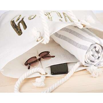 ELEGANTPARK Wifey Tote Bridal Shower Gift Wedding Bride Gifts Honeymoon Wedding Beach Bag Jute Bag with Gold Sequin Interior Pocket