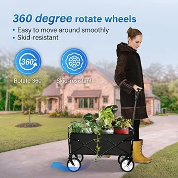 YSSOA Folding Garden Cart 220lbs Capacity 360° Wheels