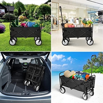 YSSOA Folding Garden Cart 220lbs Capacity 360° Wheels