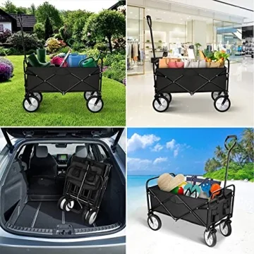 YSSOA Folding Garden Cart 220lbs Capacity 360° Wheels