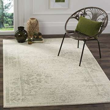 SAFAVIEH Adirondack Collection Area Rug - 6' x 9', Ivory & Sage, Oriental Distressed Design, Non-She...