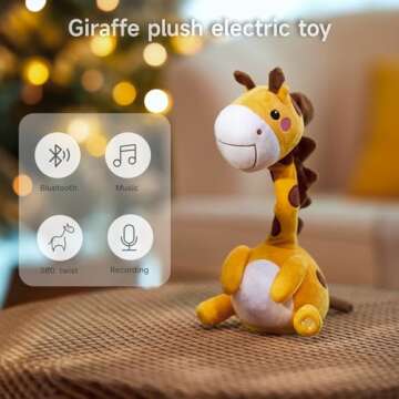 TUMAMA Dancing Talking Giraffe Toy, Mimicking Twisting Electronic Soft Plush Giraffe Toy with Record...