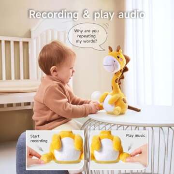 TUMAMA Dancing Talking Giraffe Toy, Mimicking Twisting Electronic Soft Plush Giraffe Toy with Record & Repeating What You Say, Singing Interactive Baby Toy for Toddler Boys Girls Gifts