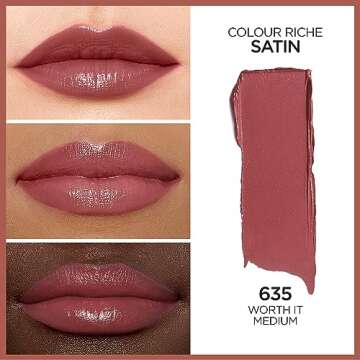 L’Oréal Paris Colour Riche Satin Lipstick for Moisturized Lips,Lip Makeup with Argan Oil and Vita...
