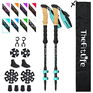 Ultralight Carbon Fiber Trekking Poles – TheFitLife Collapsible Walking Sticks for Hiking & Backpa...