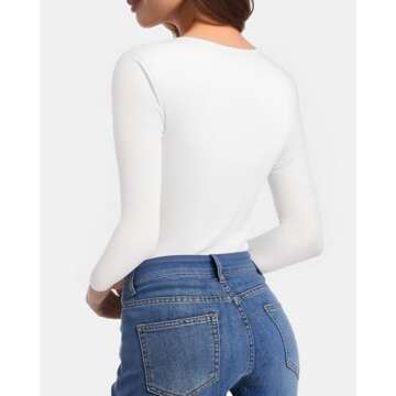 CLOZOZ Long Sleeve Shirts for Women Sexy V Neck Tops Fitted Tight T Shirts Basic Tee