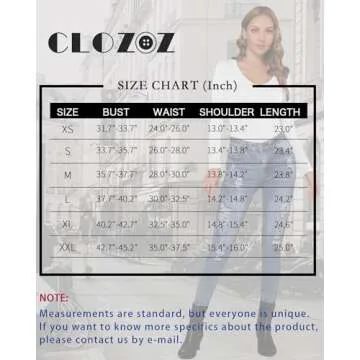 CLOZOZ Long Sleeve Shirts for Women Sexy V Neck Tops Fitted Tight T Shirts Basic Tee