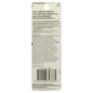 COVERGIRL - Easy Breezy Brow Volumizing Gel, Holds Brows for 24 Hours, Infused with Argan Oil & Biotin, 100% Cruelty-Free