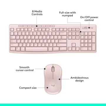 Logitech MK270 Wireless Mouse and Keyboard Combo in Rose