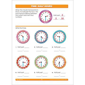 School Zone - First Grade Basics Workbook - 96 Pages, Ages 5 and Up, 1st Grade, Phonics, Vowels, Beginning Reading, Math, Telling Time, Money, and More (School Zone Basics Workbook Series)