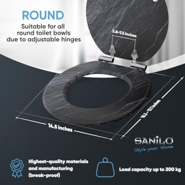 Elegant SANILO Soft Close Round Toilet Seat – Adjustable Fit