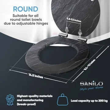 Elegant SANILO Soft Close Round Toilet Seat – Adjustable Fit