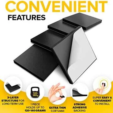 Hyper-Sticky Magnets with Adhesive Backing - Large Strong Magnetic Squares for Whiteboard, Fridge, Crafts - Easy to Cut Stickers for Planning and Organization - 45pcs