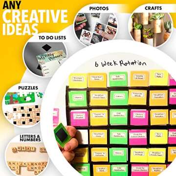 Hyper-Sticky Magnets with Adhesive Backing - Large Strong Magnetic Squares for Whiteboard, Fridge, Crafts - Easy to Cut Stickers for Planning and Organization - 45pcs